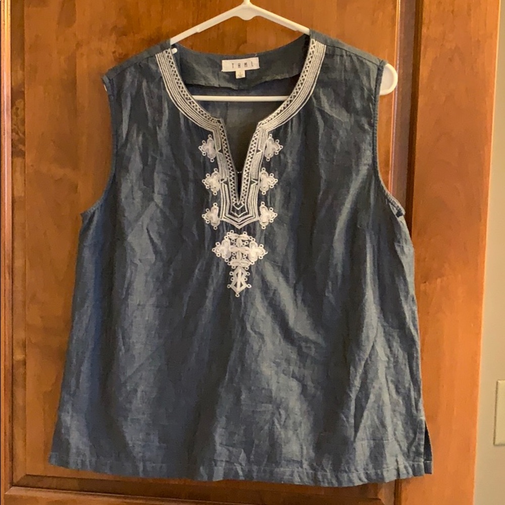 Adorable chambray tank. Never worn.